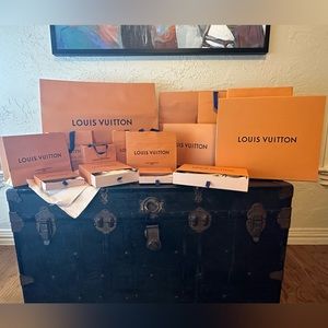 Louis Vuitton Boxes, bags, ribbons and tags.